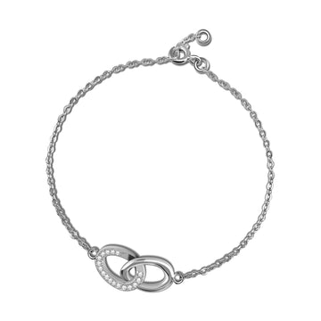 Circulating Interlinked White Zirconia Sterling Silver Bracelet